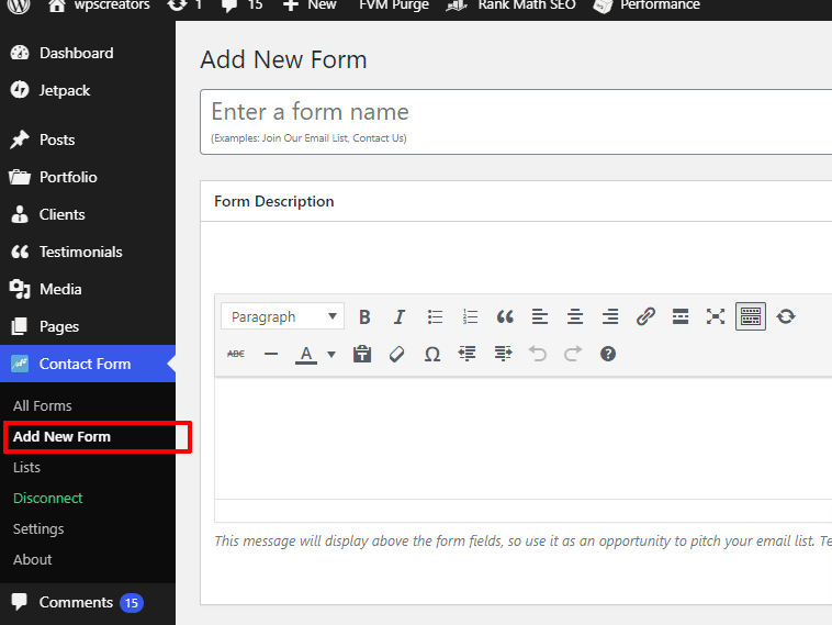 Constant Contact Add New Form