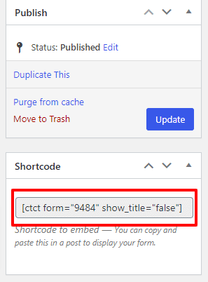 Constant Contact shortcode